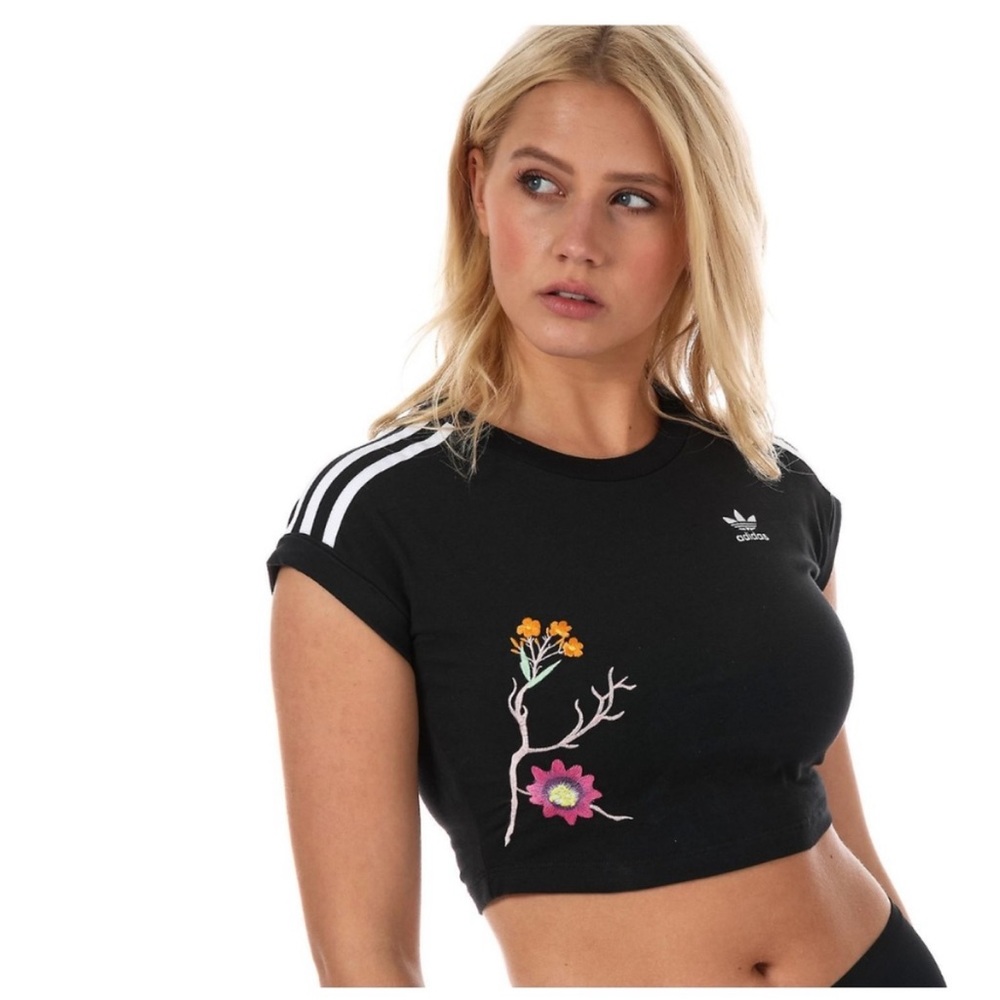 Adidas Originals Embroidered Flower Crop Top
